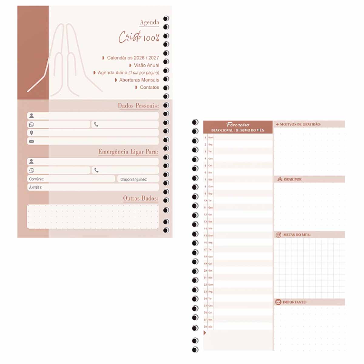 Agenda Devocional 2026 espiral 192 folhas Cristo Animativa - Imagem 2