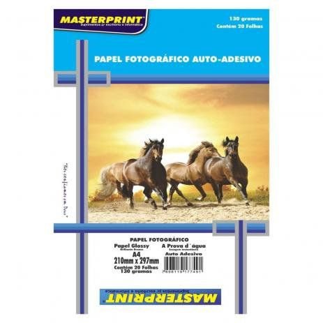 Papel Fotográfico Auto-adesivo Glossy A4 210mmx297mm 130g Com 20 Folhas Masterprint